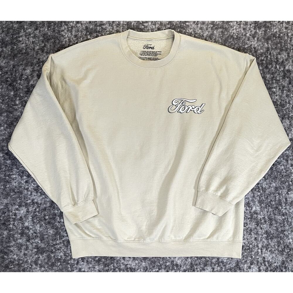 Ford Bronco Retro Graphic Sweatshirt Juniors L Tan Crewneck Licensed Long Sleeve - Picture 2 of 8
